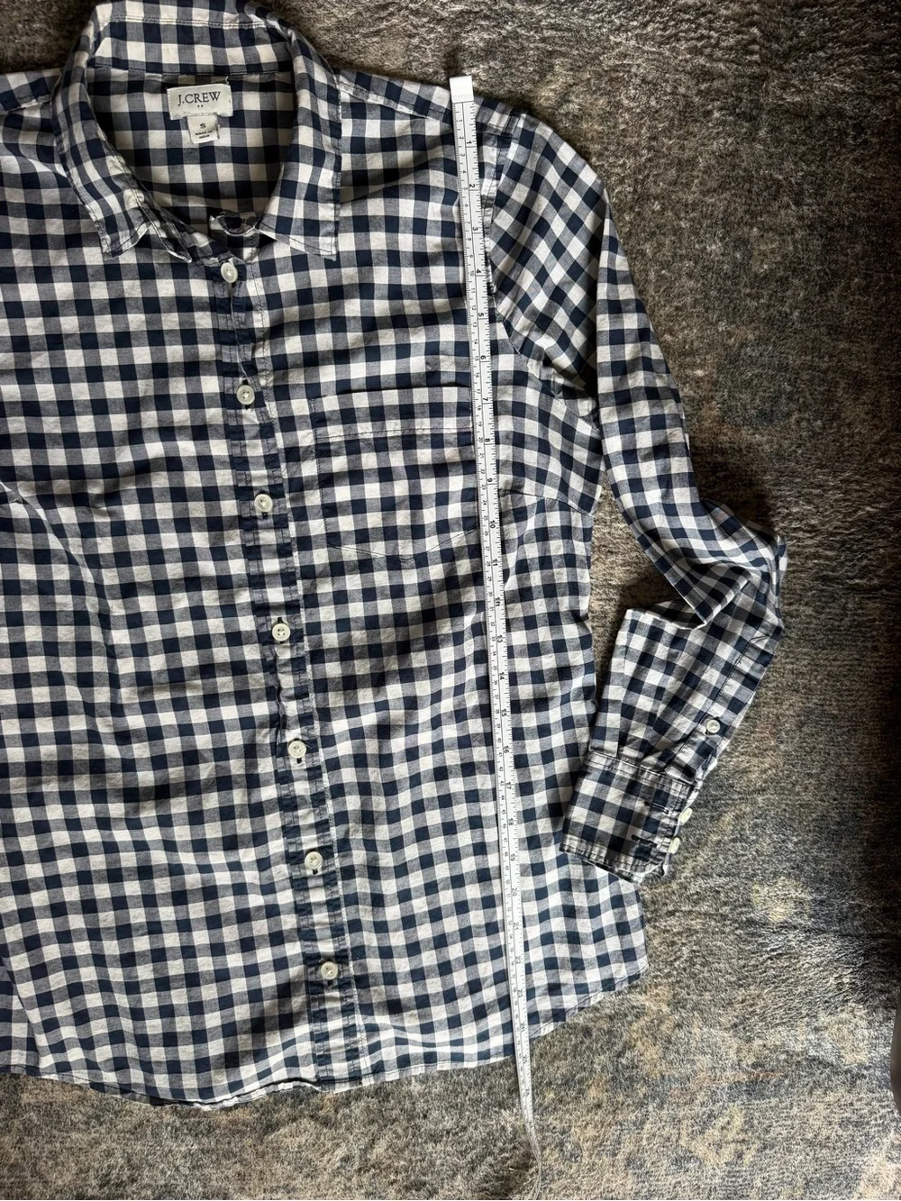 J. Crew Navy and White Gingham Button-Down Shirt